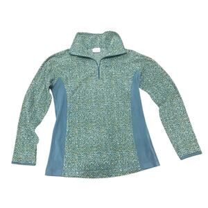 Columbia Women’s Green Print Soft Fleece High Neck Zip Pullover – Size M